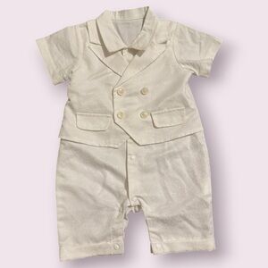 NWOT Baby Formal Romper Outfit - White Dressy Suit, Size 6-9 Months